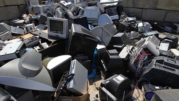 E-waste at Kimbriki Resource Recovery Centre in Terrey Hills, NSW.