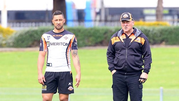 Confused ... Benji Marshall during training with coach Tim Sheens.