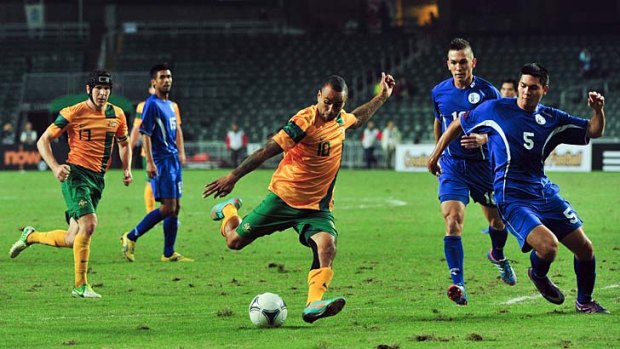 Archie Thompson of Australia during their match against Guam.