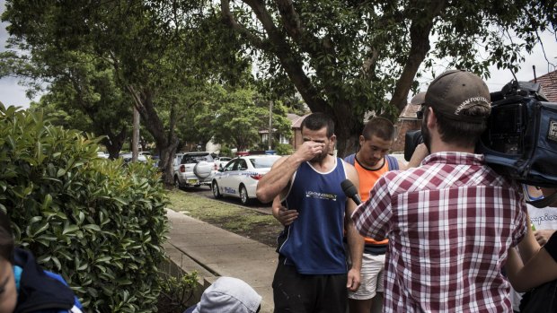 SYDNEY, AUSTRALIA - DECEMBER 23:  Steven Ripley, the half brother of Roddy Carino, speaks to the media at the site of his half brothers murder in Riverwood on December 23, 2015 in Sydney, Australia.  (Photo by Dominic Lorrimer/Fairfax Media)