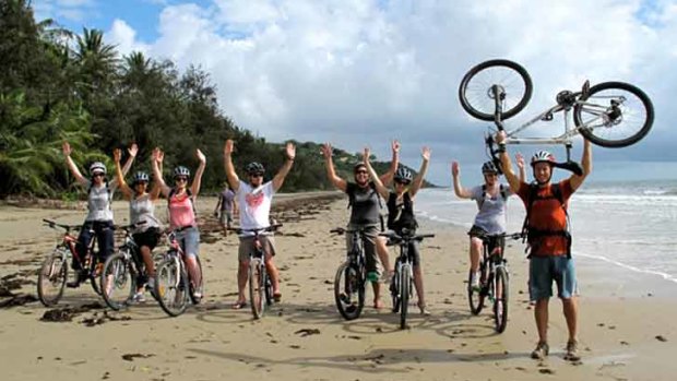 Beach bikers ... touring Port Douglas on two wheels.