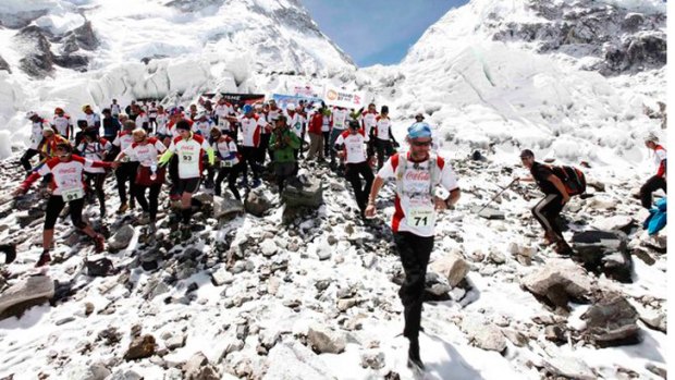 A marathon on Mount Everest. Increasing numbers of people scaling the world’s tallest peak are changing the culture among climbers.