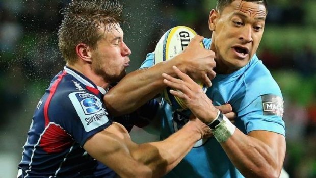 Drought breaker: Israel Folau scored his 10th try of the season - and first in three matches - to equal the Waratahs' season record with at least four matches to go.