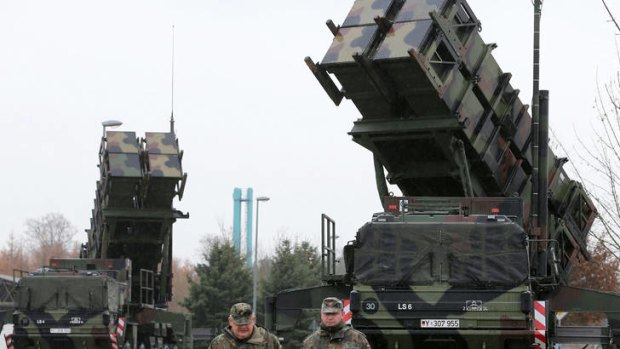 Ready for deployment ... Patriot missile launchers in Bad Suelze, northern Germany.