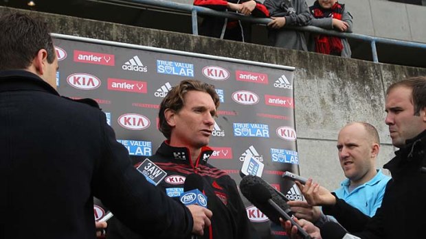 Coach James Hird at Windy Hill this morning.