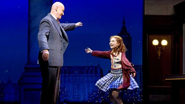 He's a hit &#8230; Anthony Warlow with Annie (Lilla Crawford) on Broadway.