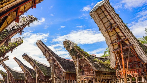 The traditional ancestral houses of the Torajan people, Tana Toraja Regency in South Sulawesi, Indonesia.