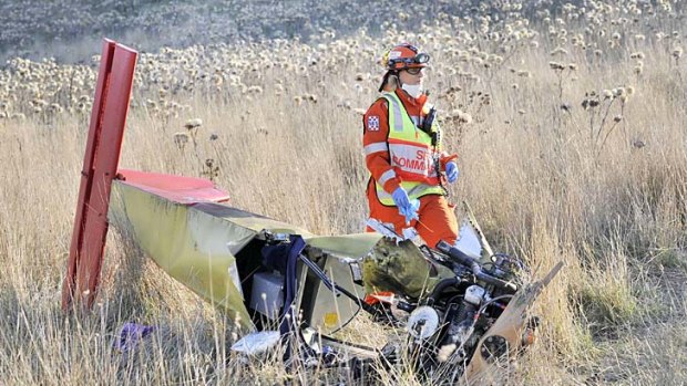 The wreckage of the ultra-light plane near Riddells Creek today.