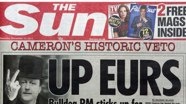 Britain's eurosceptic press hail Cameron's decision to veto a new EU treaty to tackle the eurozone debt crisis, although a few commentators warn London is now dangerously isolated.