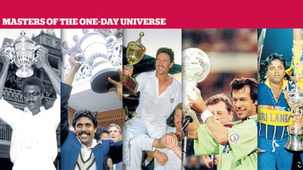 World Cup winning skippers (left to right): Clive Lloyd in 1975, Kapil Dev in 1983, Allan Border in 1987, Imran Khan in 1992 and Arjuna Ranatunga in 1996.