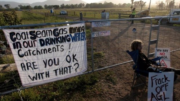 Anti-fracking protest: Signs erected by demonstrators.