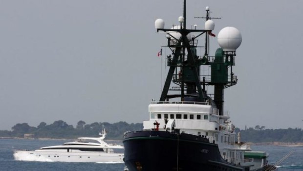 Haven for celebrities: James Packer's   superyacht Arctic P, at anchor.