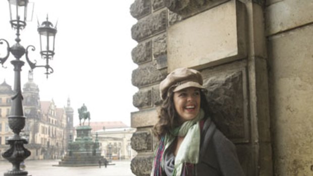 Valda Wilson outside the Zwinger Palace in Dresden. She will sing at a memorial.