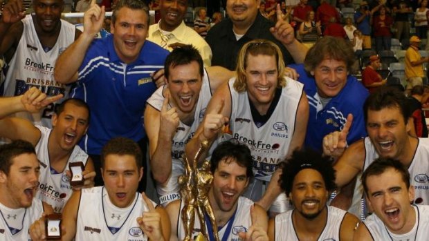 Glory days: Brisbane Bullets celebrate their 2007 grand final triumph.