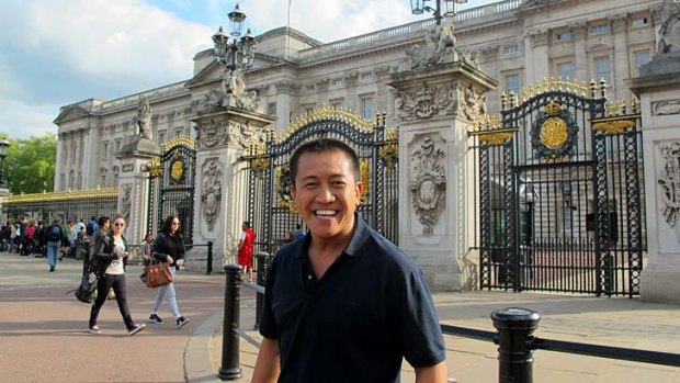 Wild ride: Anh Do at Buckingham Palace in London.