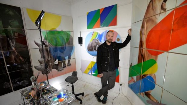 Sam Leach, pictured in his Brunswick studio, supports art fairs despite reservations.