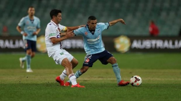 Shades of green: The relaid Allianz Stadium pitch was not to Sydney FC's liking against Perth Glory.
