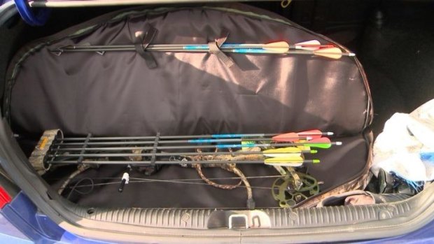 A crossbow seized during a raid on an Islamic store in Logan, south of Brisbane. 