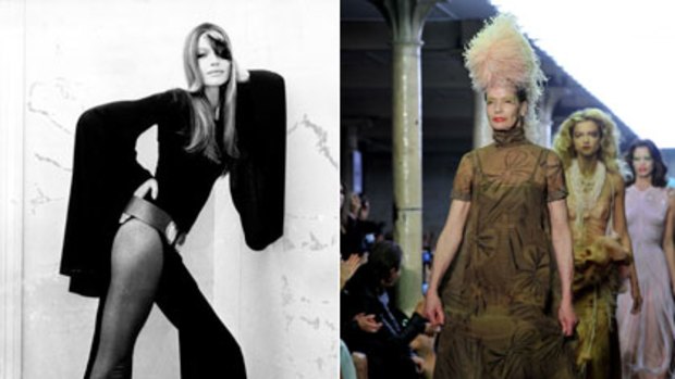 Veruschka, the world's most expensive model in 1975, left, returned to the catwalk at 71 for Giles Deacon in London.