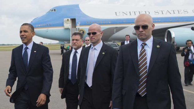 President's men: Barack Obama with Secret Service agents.