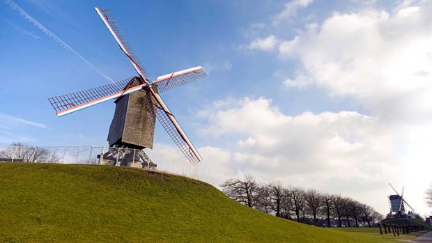 St Janshuis windmill, one of only four of Bruges's original remaining windmills.