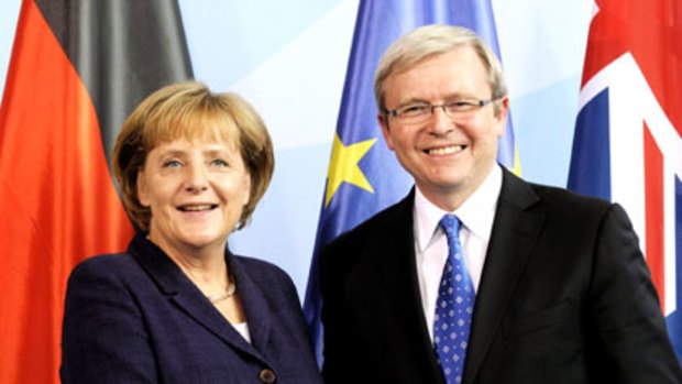 'A lot of fun' ... Angela Merkel and Kevin Rudd.