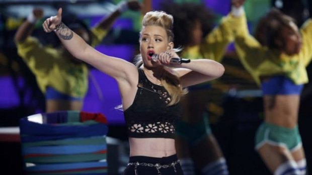 Me in a feud? Wanna bet? ... Iggy Azalea performs <i>Fancy</i> during this year's BET Awards.
