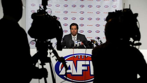 Gillon McLachlan at the press conference about Melbourne's tanking, February 2013.