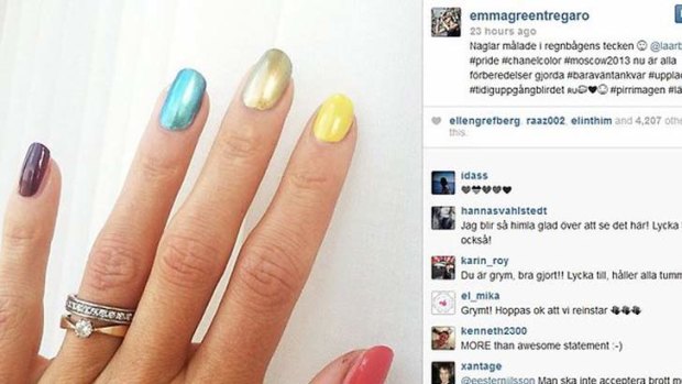 Emma Green Tregaro posted this photo of her fingernails on Instagram.