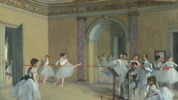 Edgar Degas admired the lines of movement of ballerinas, such as those in <i>Rehearsal hall at the Opera</I>.