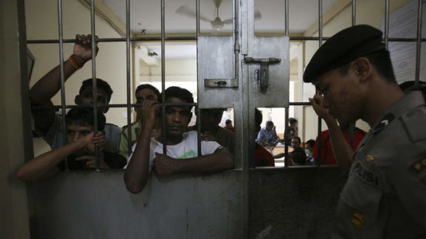 Facing a long stay: Detainees at an immigration detention centre in Belawan, North Sumatra.