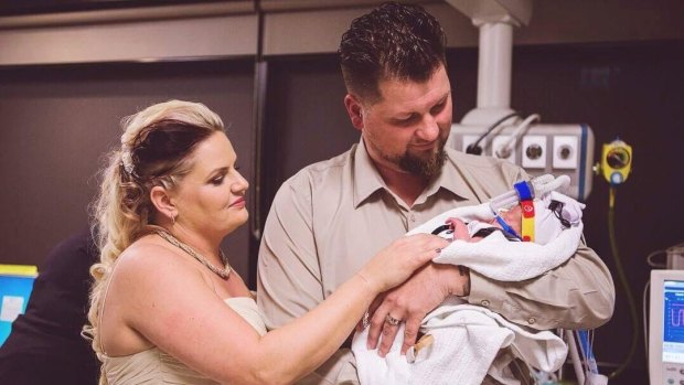 Macarthur couple Kylie and James Wiggins wanted to be close to their son Dolton on their special day so had  their wedding in the Neonatal Intensive Care Unit at the Canberra Hospital last year.