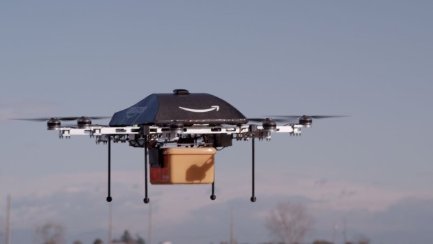 First Amazon Prime Air delivery by drone in the UK on December 7, 2016.