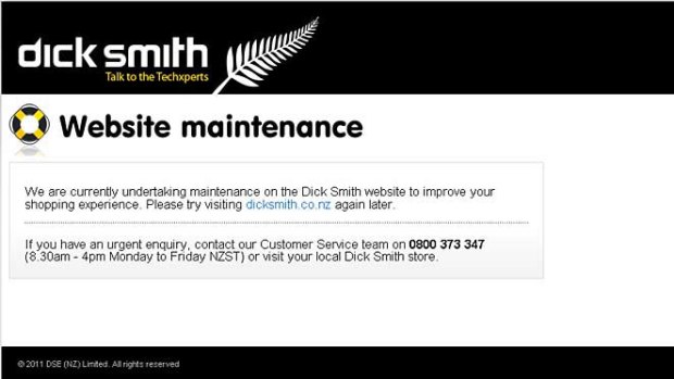The Dick Smtih NZ site following the glitch being found.