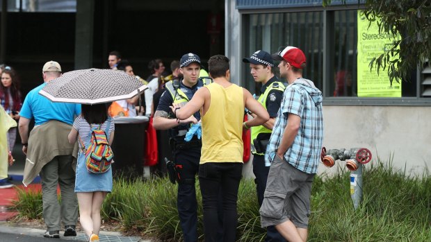 Police at Stereosonic music festival at Melbourne Showgrounds.