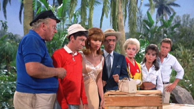 Gilligans Island "The ship set ground on the shore of this uncharted desert isle 
With Gilligan 
The Skipper too, 
The millionaire and his wife, 
The movie star 
The professor and Mary Ann, 
Here on Gilligans Isle. "