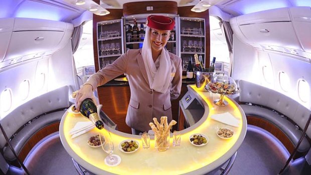 Emirates' on-board lounge.