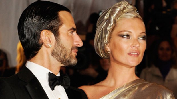 Party queen ... Kate Moss with designer Marc Jacobs at the Metropolitan Museum's gala event.