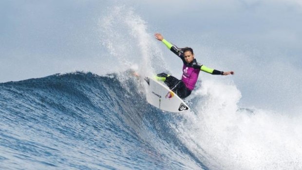 On fire: NSW's Sally Fitzgibbons defeated Hawaii's Malia Manuel on Tuesday to advance to the semi-finals at Bells.