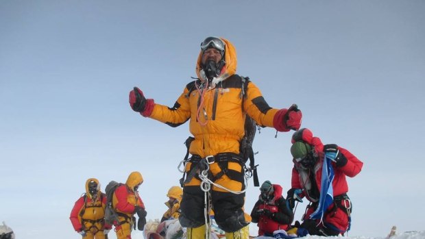 Satyarup Sidhantha's photo at the Everest summit. 