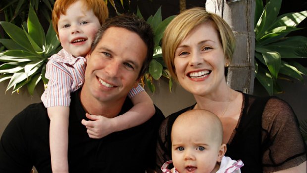 Victorian cricketer Brad Hodge with his wife Meg and children Jessie and Sophie.