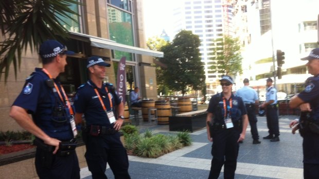 Police outside the Marriott Hotel.