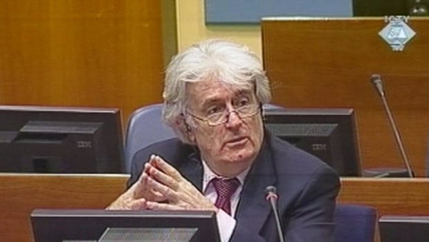 Former Bosnian Serb leader Radovan Karadzic in court.