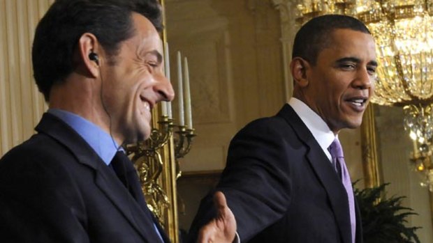 Nicolas Sarkozy and Barack Obama in the White House.