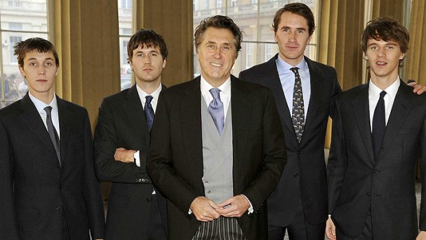 Bryan Ferry with sons (from left) Merlin, Isaac, Otis and Tara.