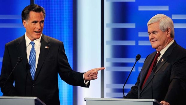 Rivals ... Mitt Romney, left, and Newt Gingrich.