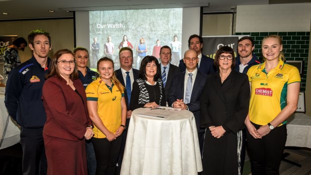 Australia's four major sporting codes AFL, NRL, ARU and Netball Australia join forces to prevent violenece against women. 