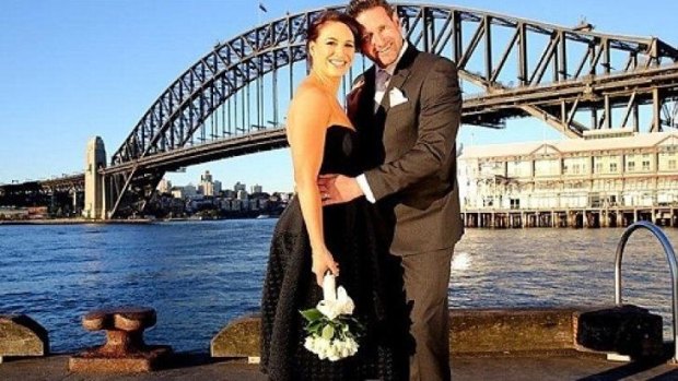 Clare and Lachlan on Married at First Sight. Clare's choice of black wedding dress sparked debate on social media.