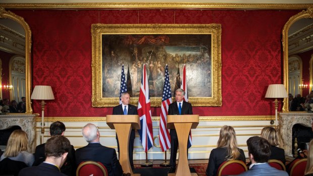 United States Defence Secretary James Mattis holds a press conference with British Defence Secretary Michael Fallon in London on Friday.