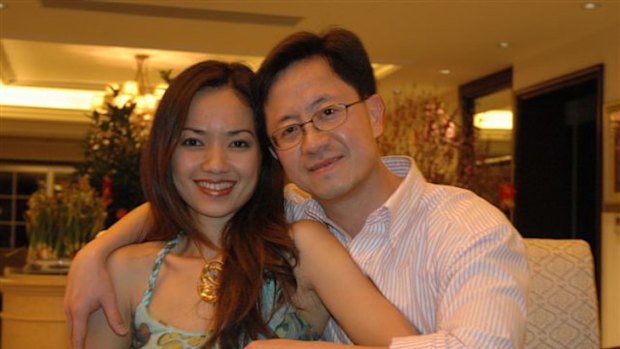 Jailed businessman Matthew Ng, pictured with his wife Niki Chow, broke down in a Chinese court yesterday.